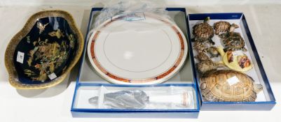 Royal Worcester Beaufort pattern cake stand and server, boxed, a Carltonware powder blue ground