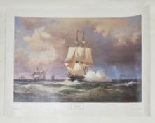 After Wilhelm Melby (Dutch 1824-1882) Colour print 'Square Riggers' published by Stephen Selby