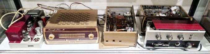 Five various vintage tube tuners/amplifiers in varying states of repair including two Leak Varislope
