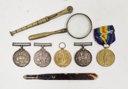 Five World War I medals awarded to members of the same family including pair of medals to 015420 Pte