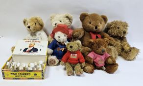 Collection of seven teddy bears including Rainbow designs limited edition Paddington Bear, 32cm