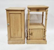 Two 19th century stripped pine bedside cabinets, the first with single panel door opening to a