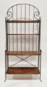 Modern wrought iron and cherrywood waterfall bookcase/display shelves, 204cm high x 94cm wide x 40cm