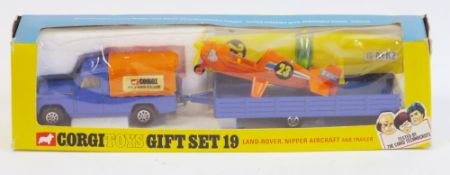Corgi Toys Gift Set 19 boxed diecast model set comprising Land Rover, Nipper Aircraft and Trailer