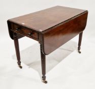 William IV mahogany pembroke table having rounded oblong top with egg and dart borders, one real and