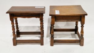 Bevan Funnell Limited Reprodux oak joint stool in the 17th century manner, 51cm high x 48cm wide and