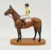 Beswick Pottery equestrian model of Arkle ridden by Pat Taaffe on wooden plinth base, a