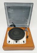 Vintage Garrard 301 transcription motor turntable built into wood base unit with cover, schedule no.