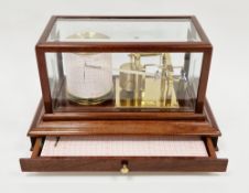 F. Darton & Co Ltd of Watford mahogany cased barograph with bevelled glass panels and drawer