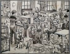 20th century school Pen and ink Original illustration for a puzzle in 