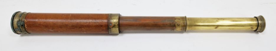 Late 19th / early 20th century mahogany and brass three-draw telescope by M. Gardner of Glasgow,