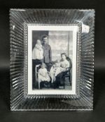 Waterford glass photo frame, of rectangular form, cut with radiating lines, with black velvet