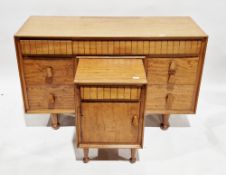 Mid-century retro satinwood desk (or dressing table) and bedside cabinet by Andrew J Milne for