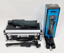 Celestron 15-45X 50mm zoom refractor spotting scope, boxed together with a boxed Velbon CX mini