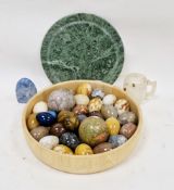 Collection of approximately 27 polished stone and alabaster eggs together with a thulite polished