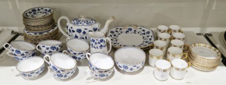 Spode bone china blue and white Colonel pattern part tea service, circa 1900 and later, printed blue