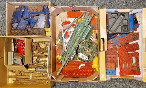 Collection of loose Meccano, mainly mid-century including long, medium and short coloured strips,