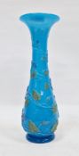 Late 19th century French opaque blue glass bottle-shaped vase, of tapering form, moulded with