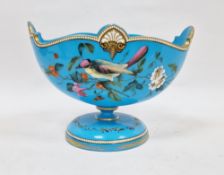 Late 19th century French blue opaque glass footed centrepiece bowl in the style of Baccarat,