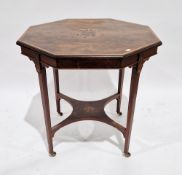 Edwardian Sheraton Revival mahogany satinwood cross-banded and inlaid octagonal centre table on