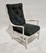 Mid-century Parker Knoll open armchair model no. PK1016-19, the teak frame later painted white, with