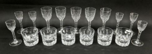 Cut glass part table service, in the mid-18th century style, with bowls, honeycomb pattern above