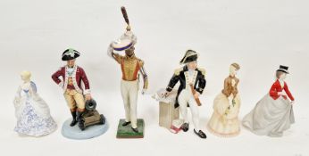 Sitzendorf military figure titled 'Jambourine First Guards 1830', printed blue marks, pattern nos.