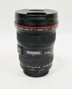 Canon zoom ultrasonic camera lens EF 17-40mm 1:4 L USM, serial number 4877241
