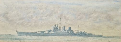 A. Ferguson (20th century) Watercolour Study of H.M.S. Renown, signed and dated '74 lower right,
