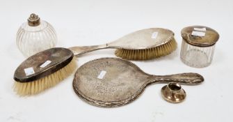 George V silver and glass perfume bottle, Birmingham 1920, of globular form with striped reeded