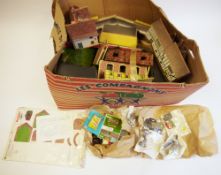 Quantity of kit-built railway accessories and part built Airfix and other kits(two boxes)