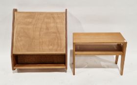 Hafele oak and compressed wood wall hanging bureau with drop front and single shelf, 63cm high x