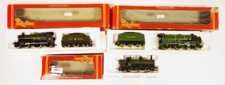 Three boxed Hornby 00 gauge locomotives to include R.059 GWR Class 2721 loco pannier tank, R.392 GWR