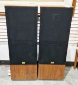 Pair of SD Acoustics floor standing speakers housed in a wooden veneered case, serial DBS1010, 103cm