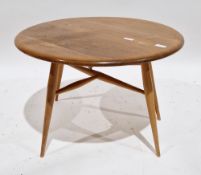 Ercol pale elm drop-leaf coffee table model no.308, 41cm wide x 61cm diameter  Condition Report Some