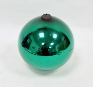 Green-tinted witch's ball, suspended for hanging, 18 cm high