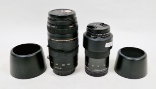 Two Canon camera lenses - EF 75-300mm 1:4-5.6 II with ET-60 hood and 55-200mm image stabilizer