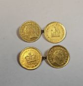 Pair of George III circa 1810 gold coin cufflinks, four coins in total, gross weight 12.2g approx.