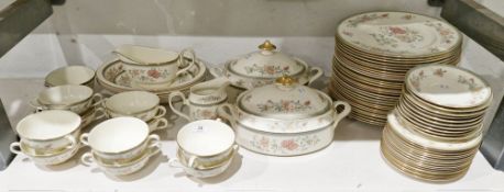 Minton bone china Jasmine pattern part dinner service, 20th century, printed green factory marks,