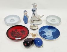 Royal Copenhagen figure of a goose girl, printed and painted factory marks, model no.528, 18.5cm