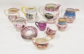 Group of Staffordshire and Sunderland lustreware pottery, circa 1825 and later, comprising a