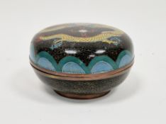 Chinese cloisonne enamel circular box and cover, late 19th/early 20th century, the cover decorated