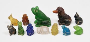 Group of early 20th century continental press-moulded opaque miniature glass models of animals