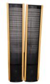 Pair of Martin Logan SL3 hybrid ESL system speakers, the borders with wooden veneer decoration,