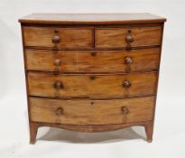 Early 19th century mahogany bowfront chest having two short and three long graduated cockbeaded