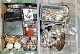 Large collection of silver plate and other items including goblets, gravy boats, punchbowls,