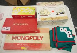 Board games and other children's toys to include Airfix 60003 Cutty Shark, Dominoes, Monopoly,