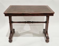 William IV mahogany library table, the rectangular top with inset writing surface and rounded