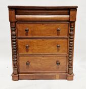 Victorian mahogany chest, the rectangular top over a cushion drawer and three graduated drawers with
