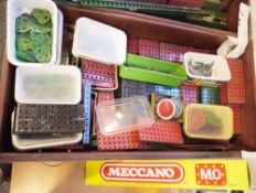 Quantity of vintage Meccano to include a partially built bridge with cross-section and rectangular